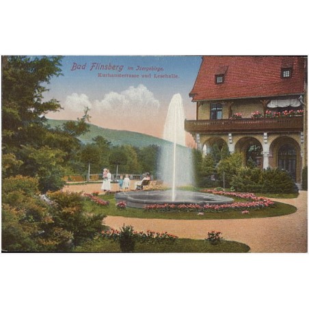 Bad Flinsberg im Isergebirge. Kurhausterrasse und Lesehalle