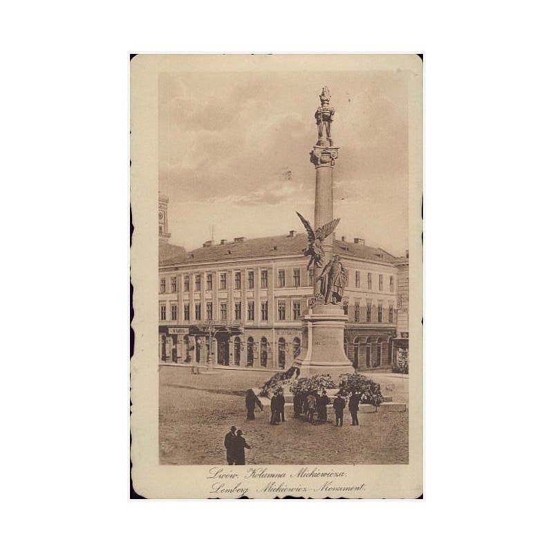 Lwów. Kolumna Mickiewicza. Lemberg. Mickiewicz-Monument