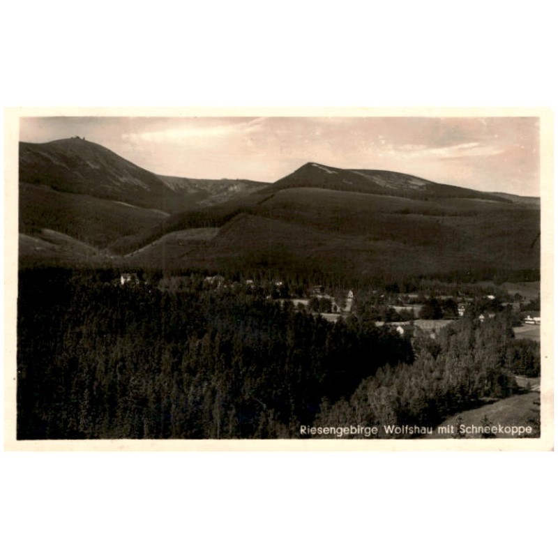 Riesengebirge. Wolfshau mit Schneekoppe
