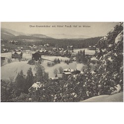 Ober-Krummhübel mit Hotel Preuß, Hof im Winter