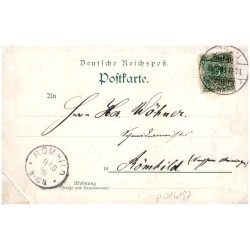 Gruss aus dem Sorauer Walde. Grüner Wald. Rautenkranz. Blockhaus