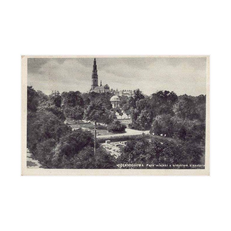 Częstochowa. Park miejski z widokiem klasztoru