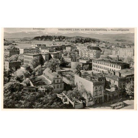 Hirschberg i. Schl. mit Blick n. d. Cavalierberg u. Riesengebirgskamm. Schneekoppe