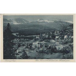 Riesengebirge. Ober Krummhübel mit der Schneekoppe