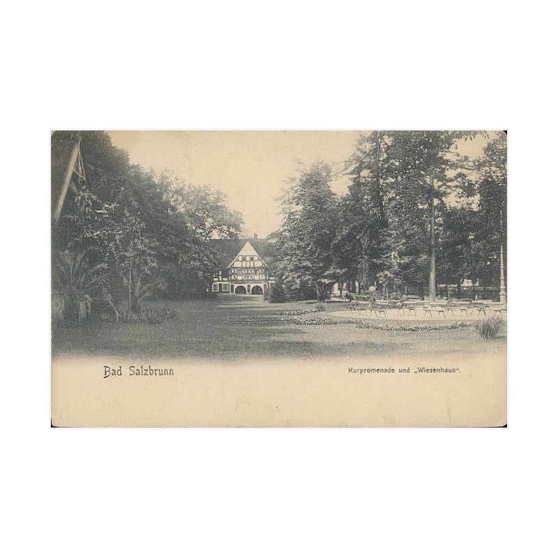 Bad Salzbrunn. Kurpromenade und "Wiesenhaus"
