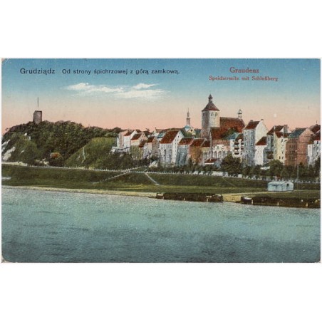 Grudziądz. Od strony śpichrzowej z górą zamkową. Graudenz. Speicherseite mit Schloßberg