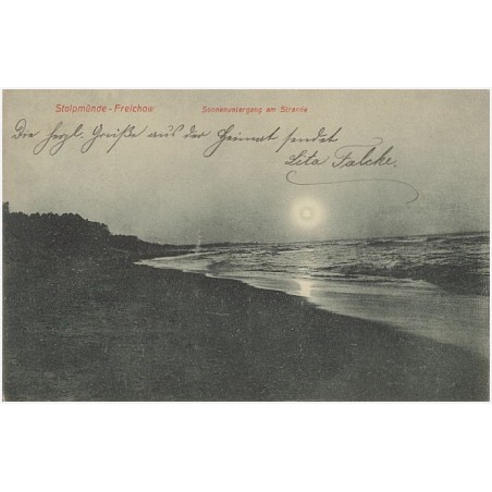 Stolpmünde-Freichow. Sonnenuntergang am Strande