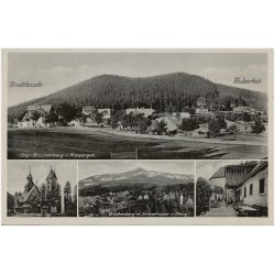 Ober-Brückenberg i. Riesengeb. Kirche Wang. Brückenberg m. Schneekoppe u. Wang. St. Annakapelle