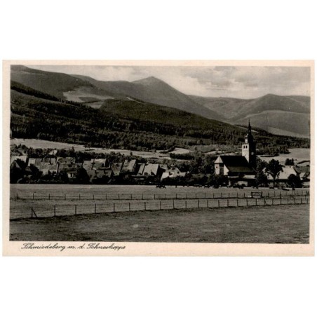 Schmiedeberg m. d. Schneekoppe / Rewers: Riesengebirge - Schmiedeberg mit der 1605 m hohen Schneekoppe