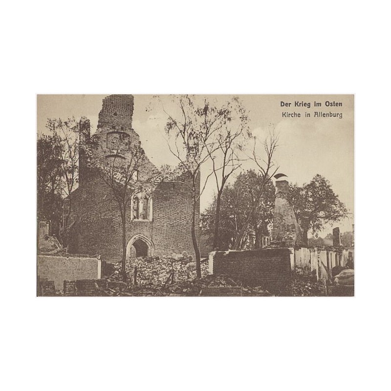 Der Krieg im Osten. Kirche in Allenburg