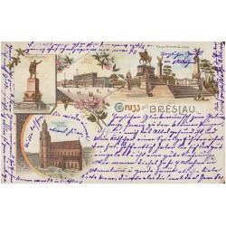 Gruss aus Breslau. Blücher-Denkmal. Konigl. Schloss. Kaiser Wilhelm Denkmal. Elisabeth-Kirche
