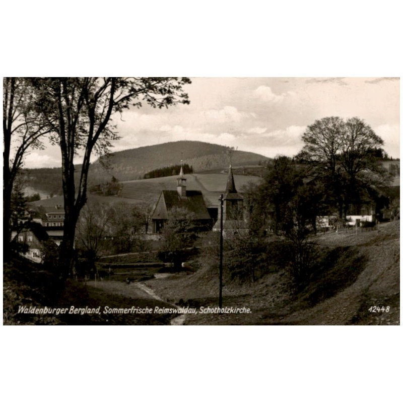 Waldenburger Bergland, Sommerfrische Reimswaldau, Schotholzkirche. 12448