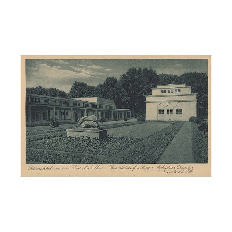 Schmuckhof an den Gewerbehallen. Gesamtentwurf Allinger, Architektur Günther Tierplastik Pilz. Gugali. Deutsche Gartenbau- und S