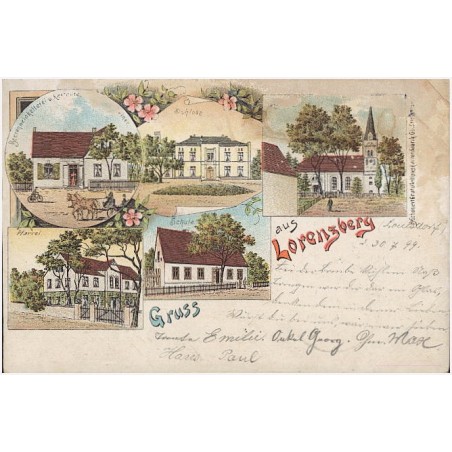 Gruss aus Lorenzberg. Beerenweinkelteriei u. Restauran[...]. Schloss. Pfarrei. Schule