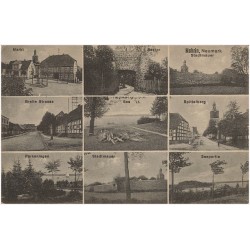 Mohrin, Neumark. Stadtmauer. Markt. Breite Strasse. Parkanlagen. Seetor. See. Stadtmauer. Spittelberg. Seepartie