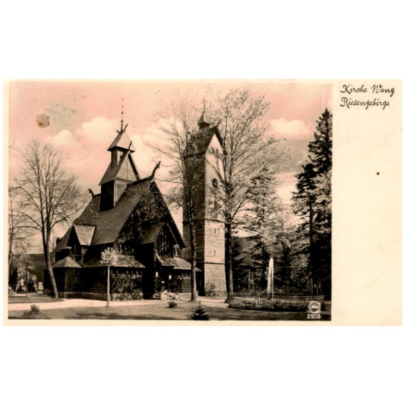 Kirche Wang. Riesengebirge 2908 / Rewers: Riesengebirge. Kirche Wang (874 m ü. d. M.). Brückenberg