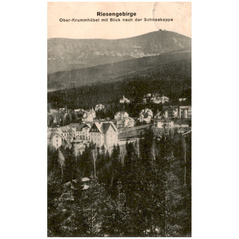 Riesengebirge. Ober-Krummhübel mit Blick nach der Schneekoppe