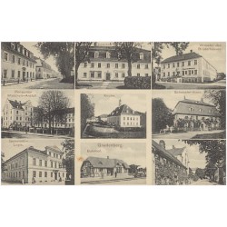 Gnadenberg. Brüderhaus. Weberei des Brüderhauses. Pensions-Mädchen-Anstalt. Kirche. Schwesternhaus. Gemeinde-Logis. Bahnhof