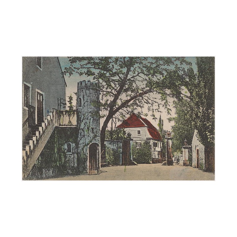 Gruß aus Waldau O/L. Eingang zum Schloßhof Sanitätsrat Härtel