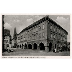 Görlitz. Untermarkt mit Peterstraße und Peterskirchtürmen