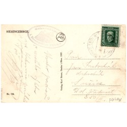 Prinz-Heinrich-Baude mit Schneekoppe. Karl Streer / Rewers: Riesengebirge