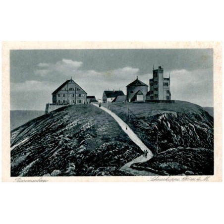Riesengebirge. Schneekoppe 1605 m ü. M. / Rewers: Riesengebirge. Kapelle, Wetterwarte und Gasthäuser auf der Schneekoppe, 1605 m