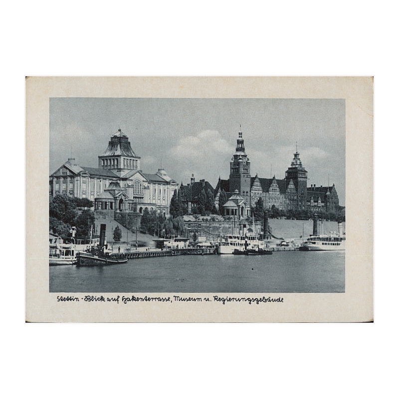 Stettin - Blick auf Hakenterrasse, Museum und Regierungsgebäude