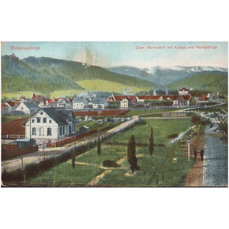 Riesengebirge. Ober-Hermsdorf mit Kynast und Hochgebirge