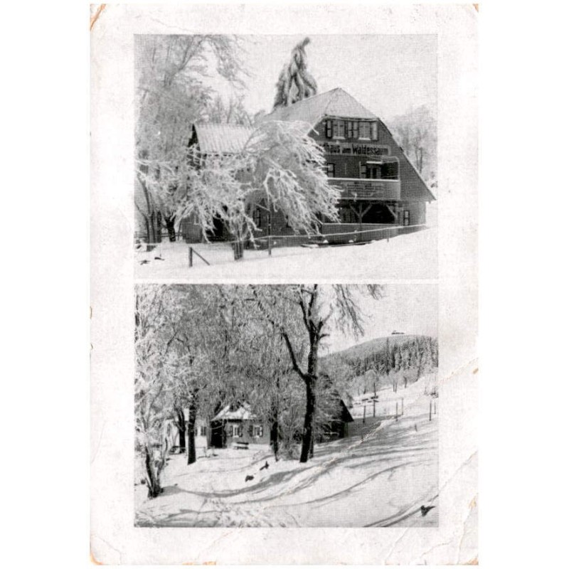 Oberschreiberhau i. Rsgb. Oben: Landhaus am Waldessaum 800 m. Ruf 176, Hochsteinlehne 71. Unten: Fernblick nach dem Hochstein