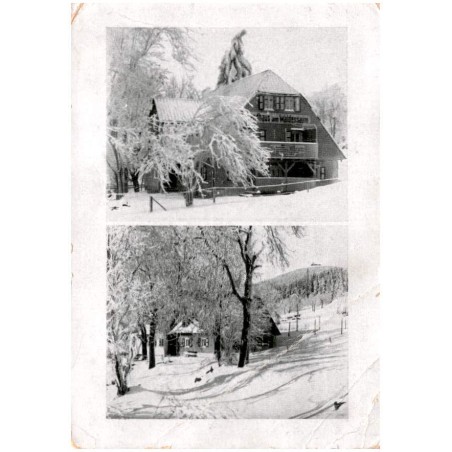 Oberschreiberhau i. Rsgb. Oben: Landhaus am Waldessaum 800 m. Ruf 176, Hochsteinlehne 71. Unten: Fernblick nach dem Hochstein