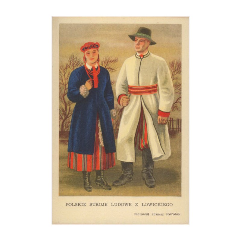 Polskie stroje ludowe z Łowickiego, malował Janusz Karolak