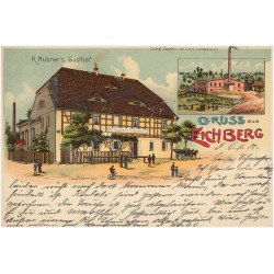 Gruss aus Eichberg. R Hübner's Gasthof. Dampf-Ziegelei von Emil Langemaatz