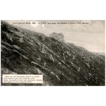 Prinz Heinrich-Baude (1420 m ü. d. M.) vom Sattel des Grossen u. Kleinen Teich gesehen. [...]