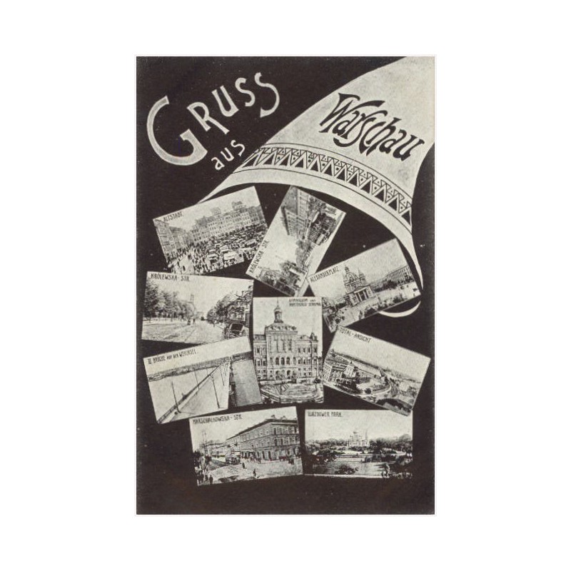 Gruss aus Warschau. Altstadt. Królewska-Str. Alexanderplatz. Królewska-Str. Gymnasium und Kopernikus Denkmal. Total-Ansicht. III