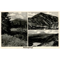 Riesengebirge. Leischnerbaudenweg. Schneekoppe 1605 m ü. M. von der Aupaquelle. Großer Teich 1225 m ü. M.