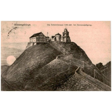 Riesengebirge. Die Schneekoppe 1605 mtr. bei Sonnenaufgang.