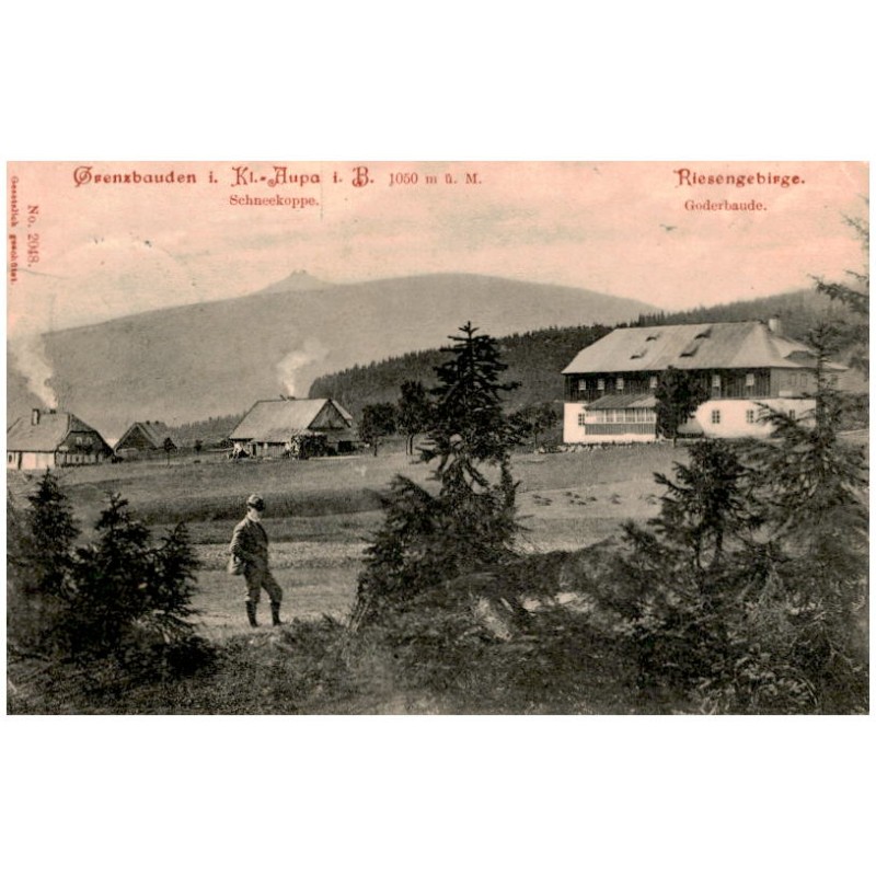 Grenzbauden i. Kl.-Aupa i. B. 1050 m ü. M. Riesengebirge. Schneekoppe. Goderbaude. No. 2048. [...]