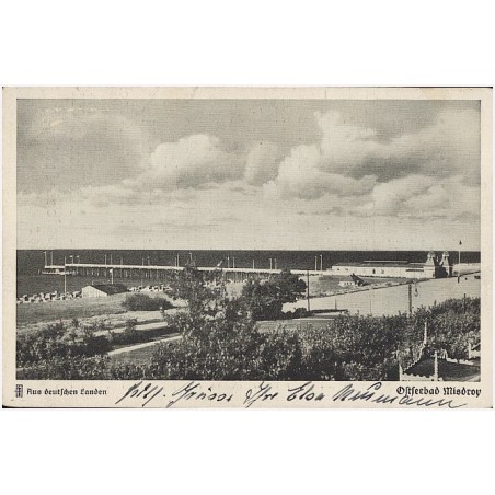 Ostseebad Misdroy. Blick auf die Strandanlagen mit der Brücke