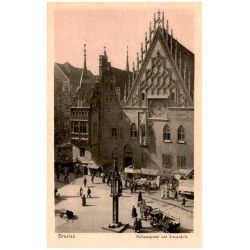 Breslau. Rathausgiebel und Staupsäule.