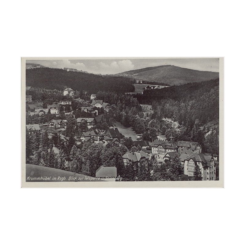 Krummhübel im Rsgb. Blick zur Talsperre u. Stirnberg