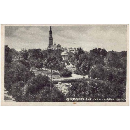 Częstochowa. Park miejski z widokiem klasztoru