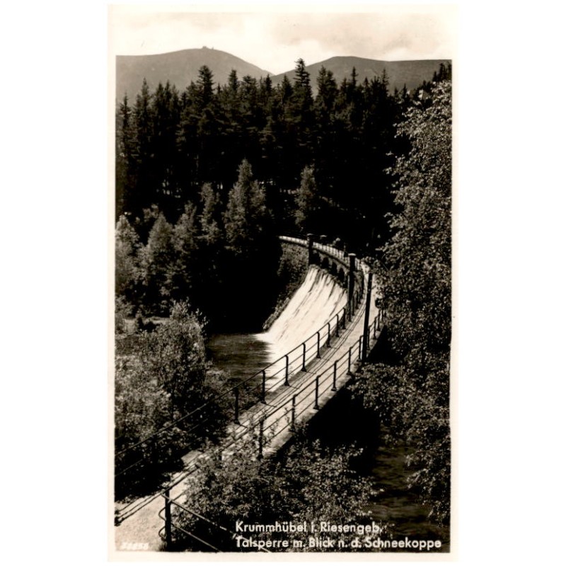 Krummhübel i. Riesengeb. Talsperre m. Blick n. d. Schneekoppe 30856