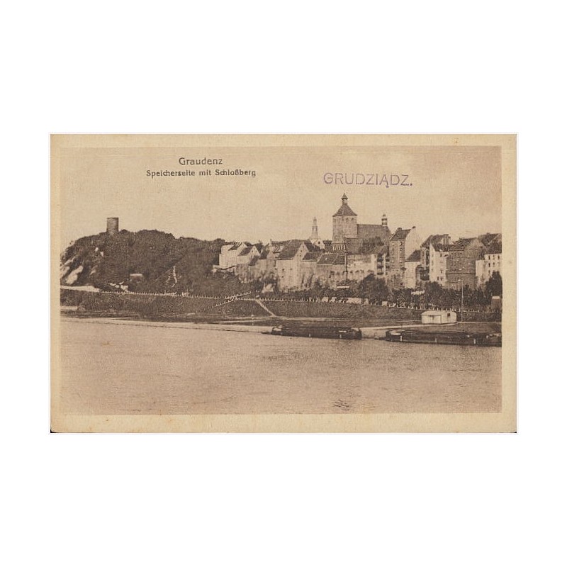 Graudenz. Speicherseite mit Schloßberg. Grudziądz