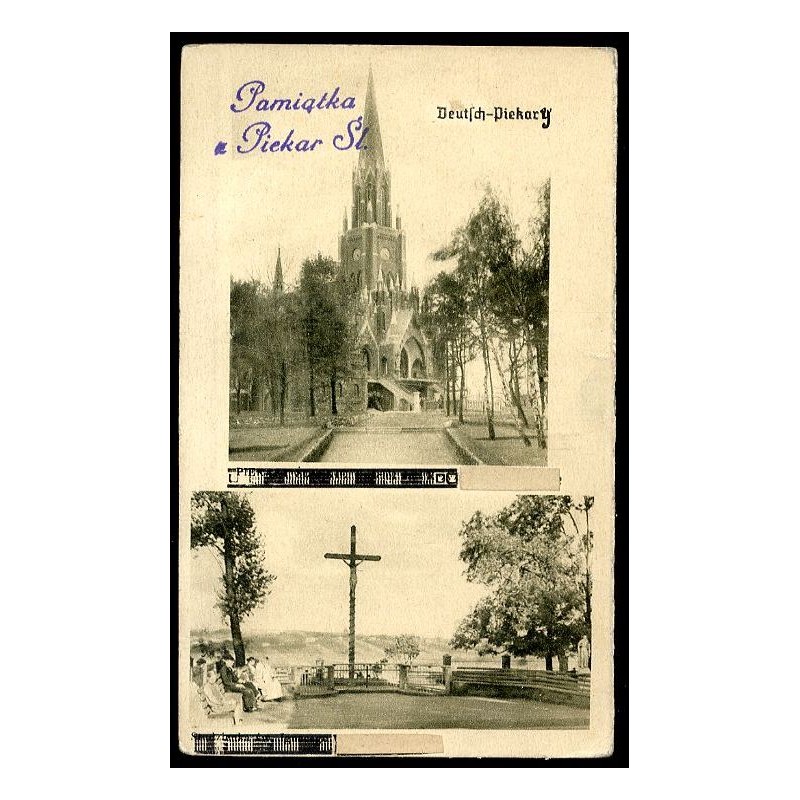 Pamiątka z Piekar Śl. Deutsch-Piekar. Piekary Śląskie. Kościół św. Krzyż[a]. Studzienka św. Ignacego / Rewers: Fot. Pietruszka.