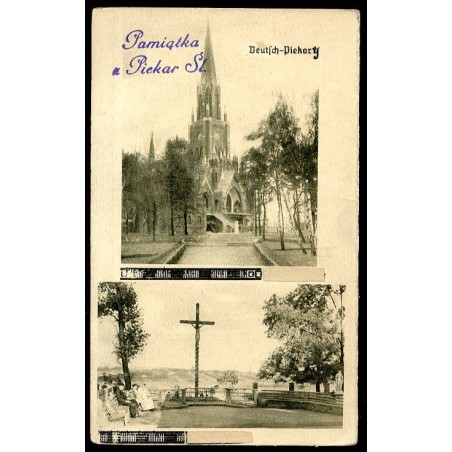 Pamiątka z Piekar Śl. Deutsch-Piekar. Piekary Śląskie. Kościół św. Krzyż[a]. Studzienka św. Ignacego / Rewers: Fot. Pietruszka.