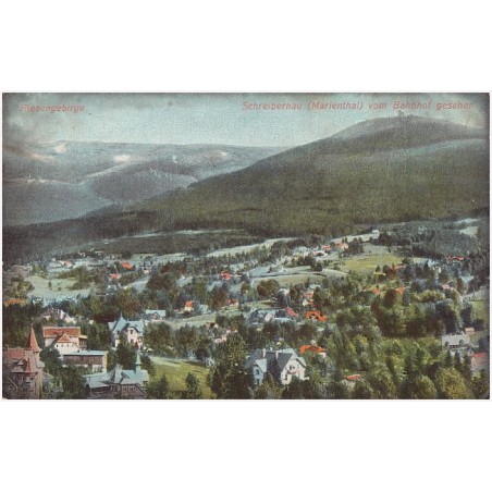 Riesengebirge. Schreiberhau (Mariental) vom Bahnhof gesehen