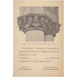 Kapitel nowych Sukiennic według projektu Jana Matejki. Posiedzenie Wydziału [...]