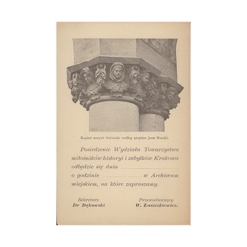 Kapitel nowych Sukiennic według projektu Jana Matejki. Posiedzenie Wydziału [...]