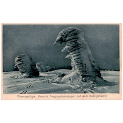 Riesengebirge: Vereiste Telegraphenstangen auf dem Gebirgskamm