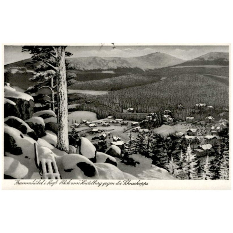 Krummhübel i. Rsgb. Blick vom Heidelberg gegen die Schneekoppe